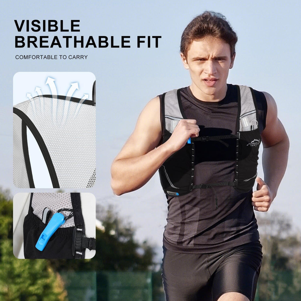 Breathable mesh back and integrated safety whistle