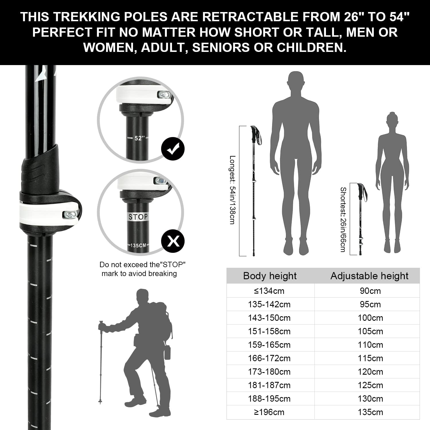 Best trekking pole size by height Discount