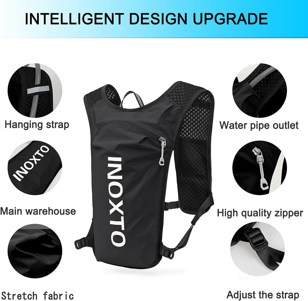 Stretch fabric, rear storage, hose outlet, hanging strap, zipper and adjustable webbing