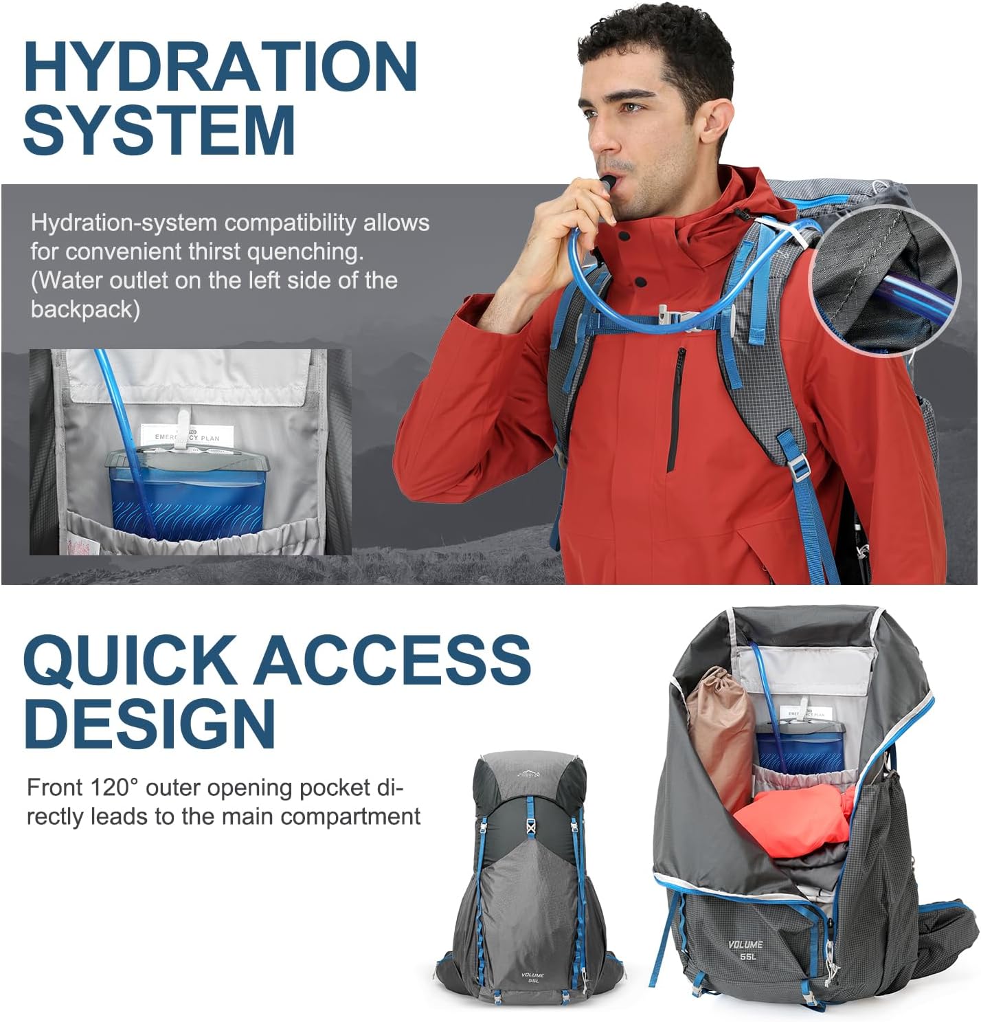 axio summit hiking backpack 55L Hiking Backpack Gray