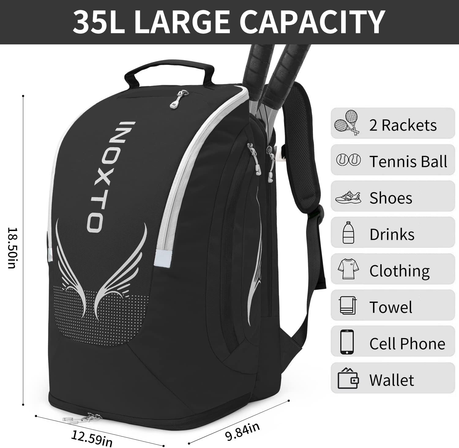 Zaino a pois neri bianchi, zaino da viaggio di grande capacità, zaino per laptop, zaino Zaino a pois neri bianchi, zaino da viaggio di grande capacità, zaino per laptop, zaino