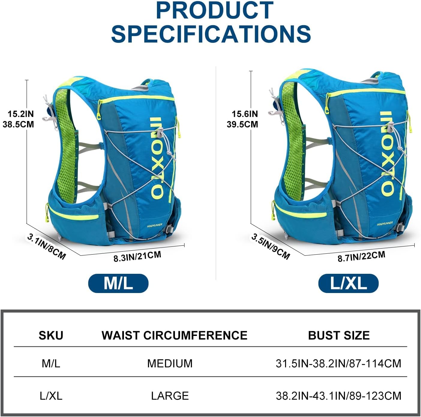 INOXTO  Hydration Vest Backpack,Lightweight Water Running Vest Pack  Daypack for Hiking Trail Running Cycling Race Marathon for Women Men - OUTDOOR INOXTO