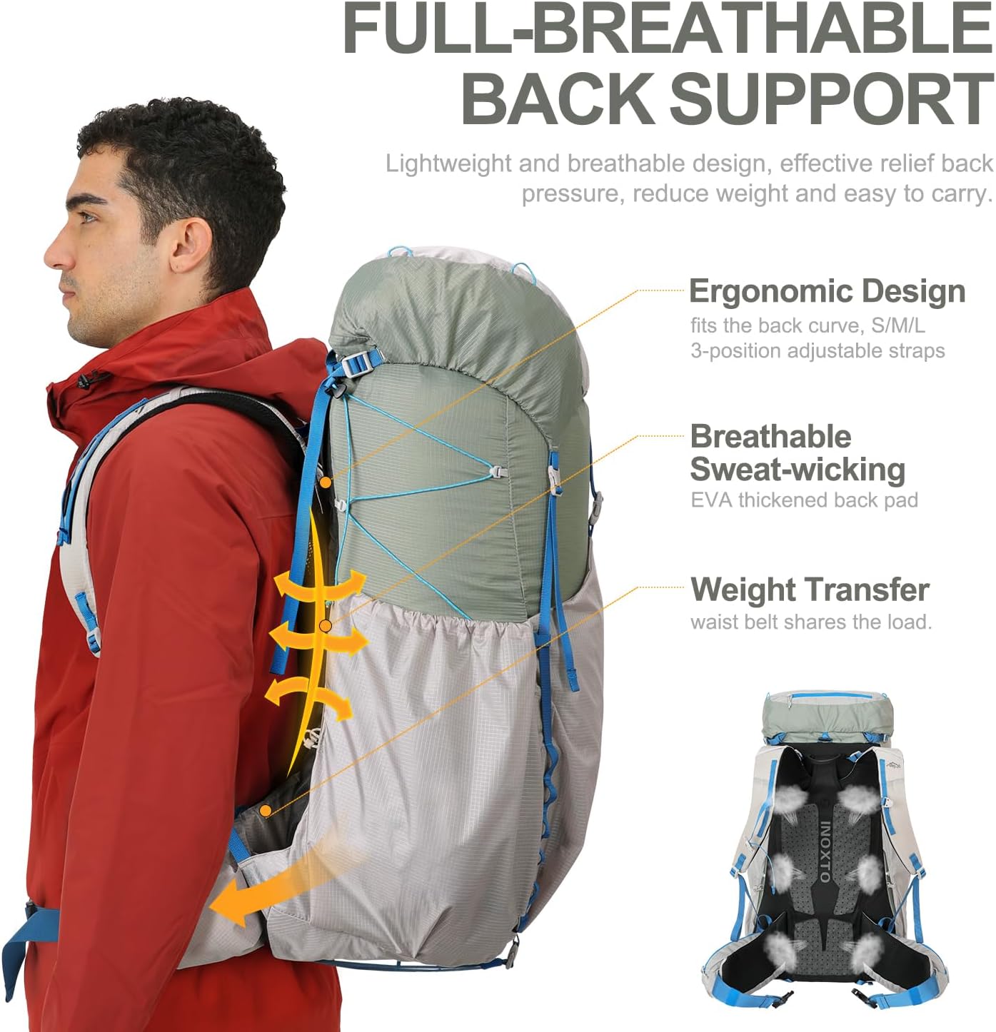 55L Hiking Backpack Gray 55L Hiking Backpack Gray