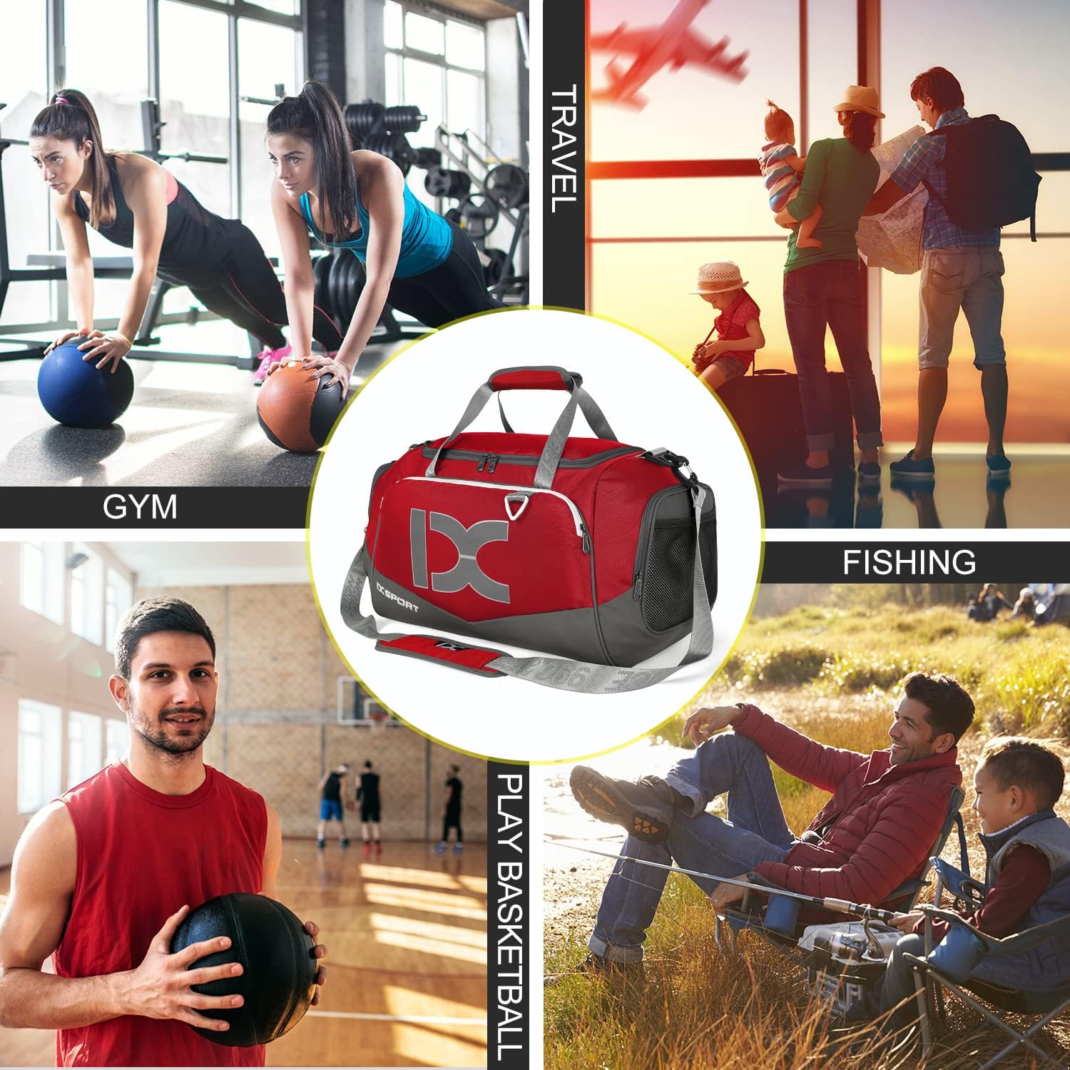 INOXTO Travel Duffel Bag, Sport Gym Bag - OUTDOOR INOXTO