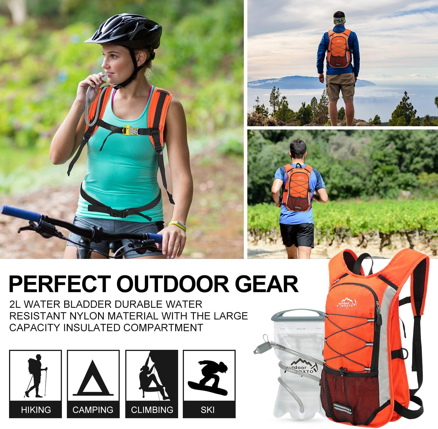 INOXTO 16 Hydration Pack Backpack, Lightweight Water Backpack for Outdoor Trail Marathon Race Cycling - OUTDOOR INOXTO