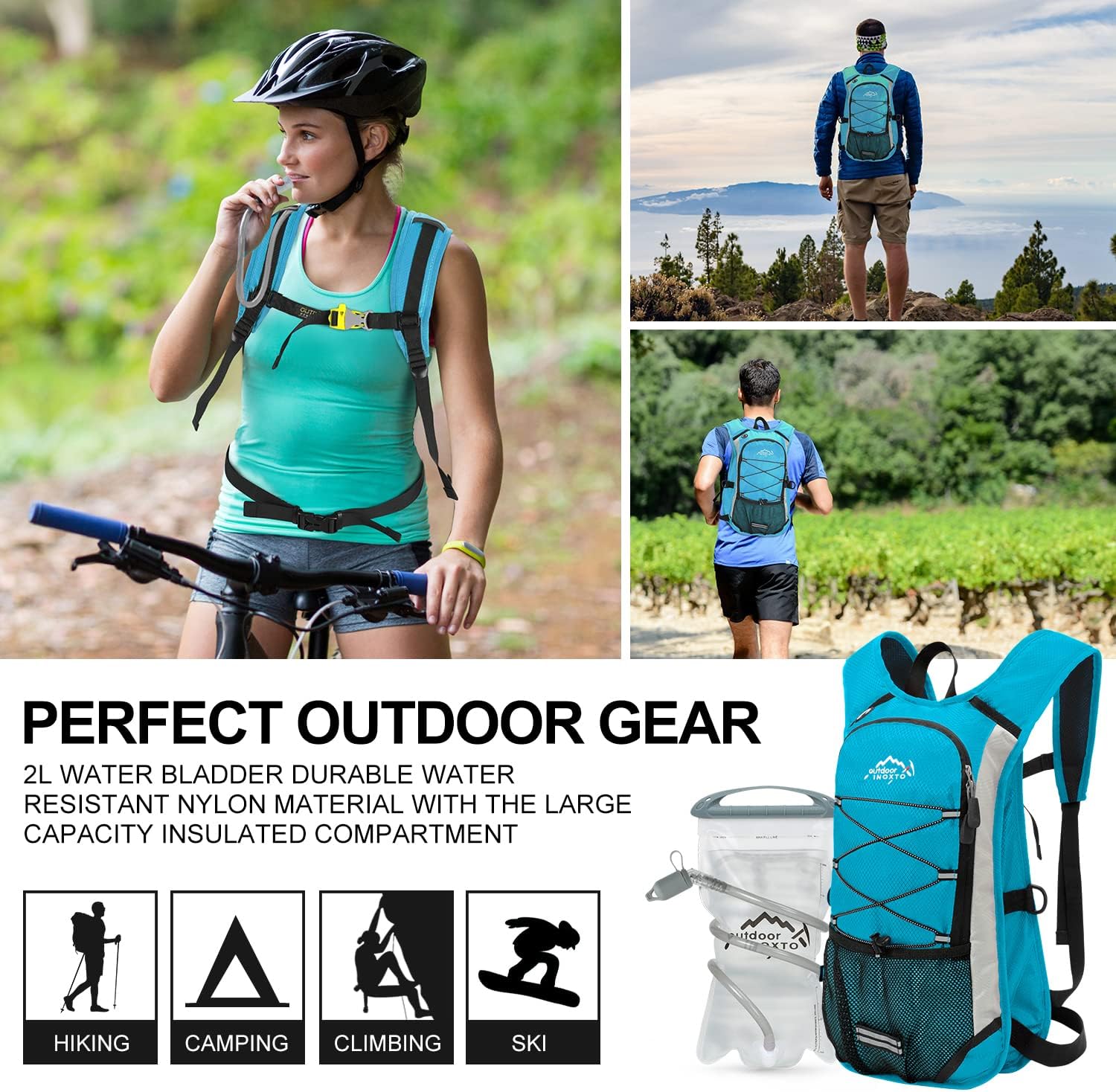 INOXTO 16 Hydration Pack Backpack, Lightweight Water Backpack for Outdoor Trail Marathon Race Cycling - OUTDOOR INOXTO