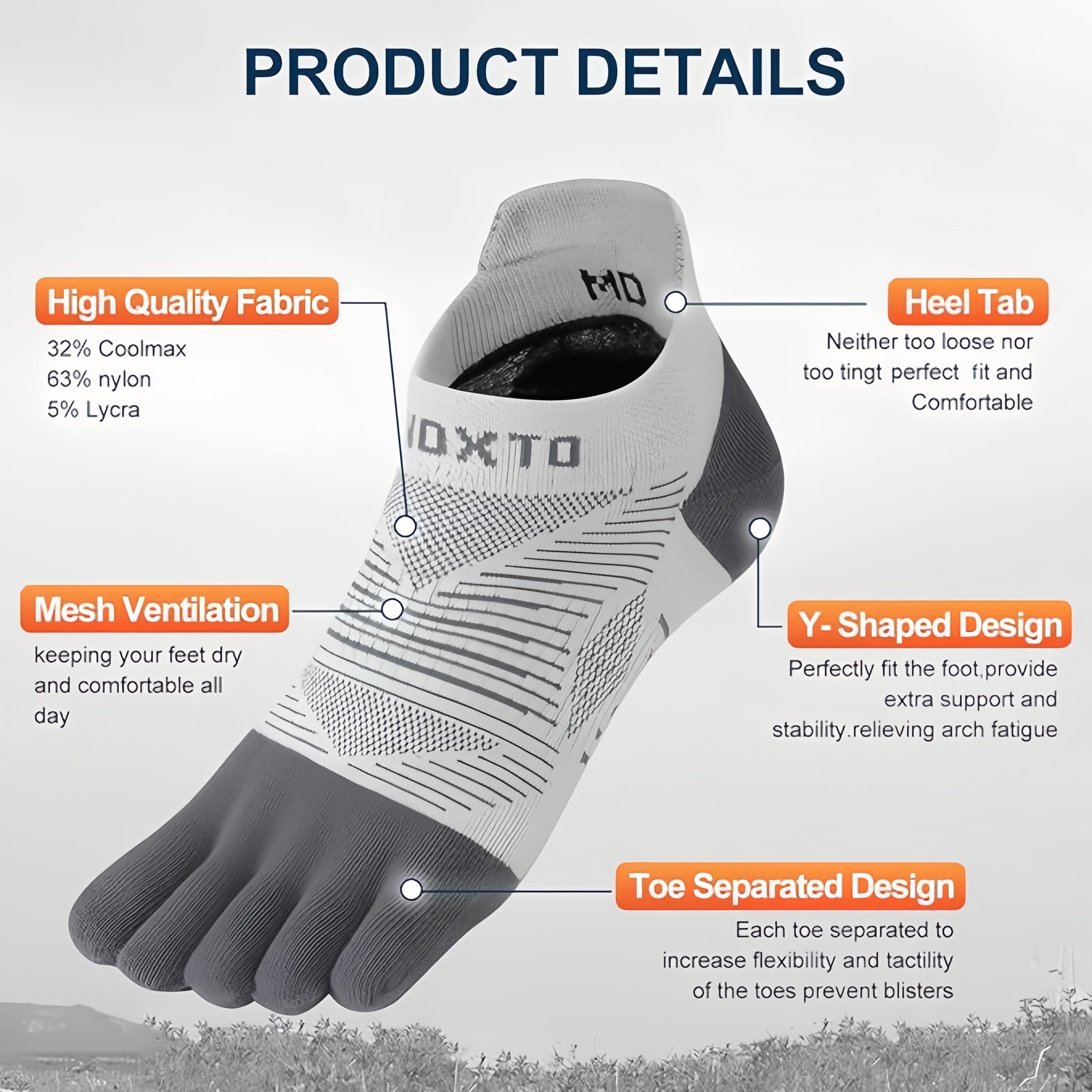 INOXTO Running Toe Socks-4 Pairs COOLMAX® - OUTDOOR INOXTO