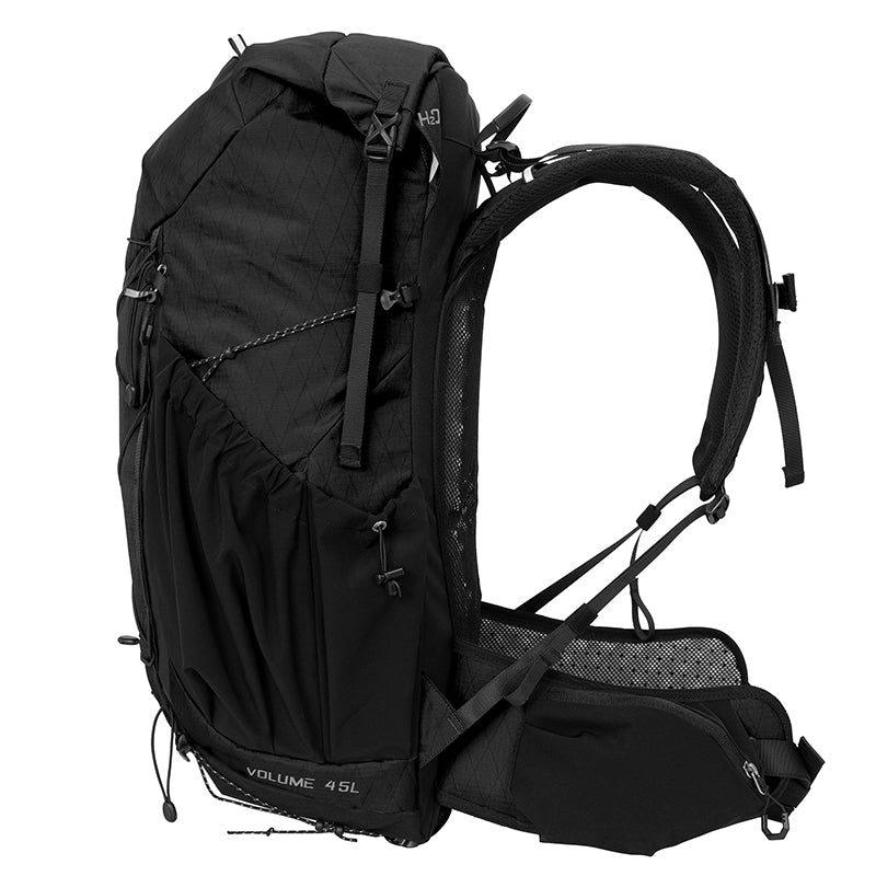 all black hiking backpack Pinnacle 42L Unisex Adventure is where memories are made Kazam 45L Backpack