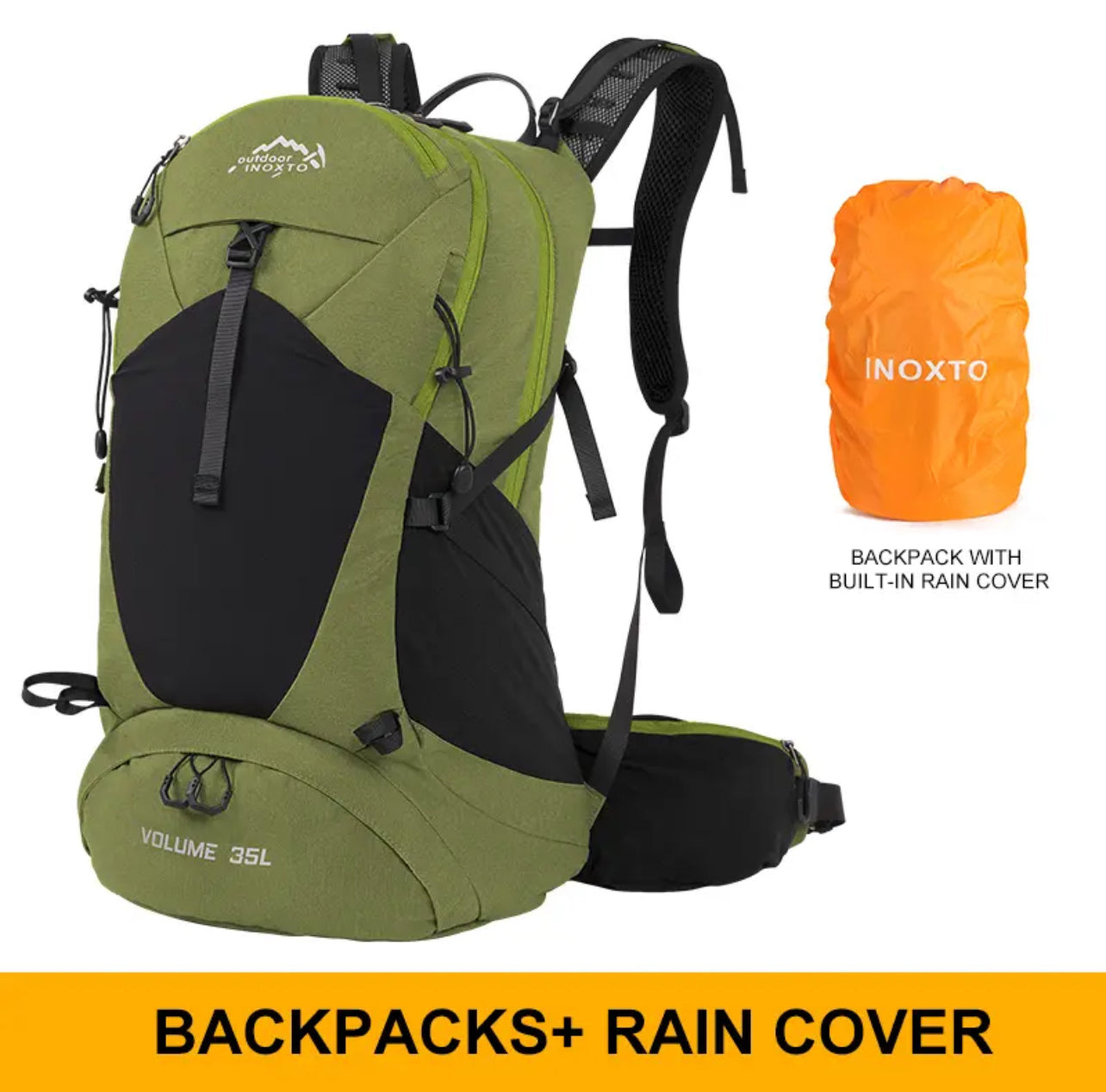 allintitle big hiking backpack INOXTO 35L Mountaineering Backpack Light Green