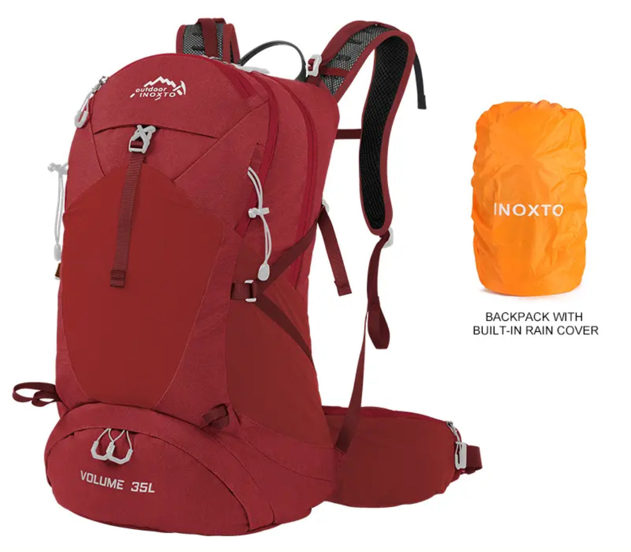 allintitle rucksack hiking backpack INOXTO 35L Mountaineering Backpack Red