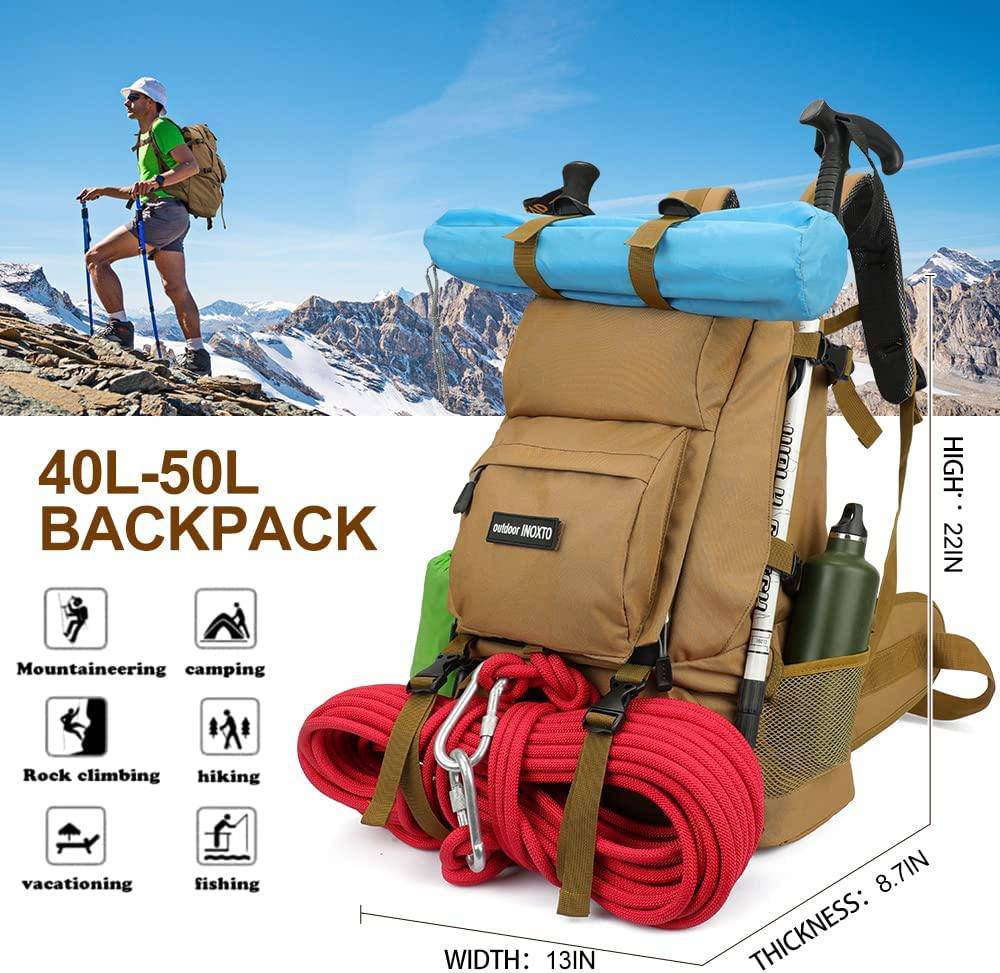 INOXTO 40L Hiking Backpack Travel Bag Waterproof Camping Climbing Daypack Outdoor Sports Rucksack Backpacks with Rain Cover INOXTO 40L Hiking Backpack Travel Bag Waterproof Camping Climbing Daypack Outdoor Sports Rucksack Backpacks with Rain Cover