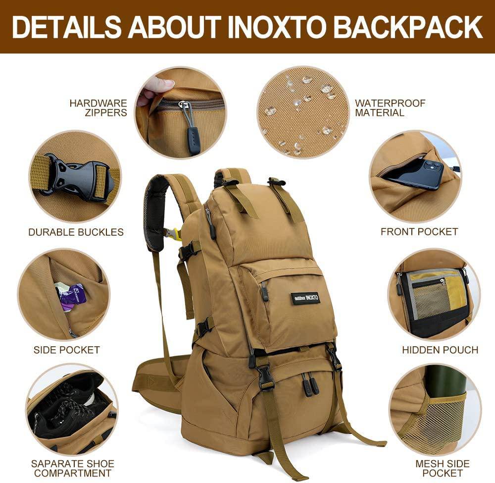 INOXTO 40L Hiking Backpack Travel Bag Waterproof Camping Climbing Daypack Outdoor Sports Rucksack Backpacks with Rain Cover INOXTO 40L Hiking Backpack Travel Bag Waterproof Camping Climbing Daypack Outdoor Sports Rucksack Backpacks with Rain Cover