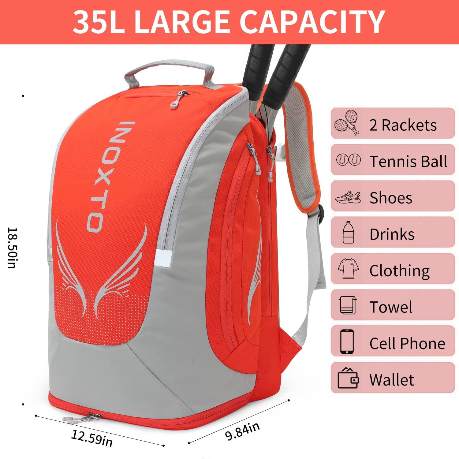 INOXTO 40L Tennis Bags for Women and Men Large Tennis Backpack - OUTDOOR INOXTO