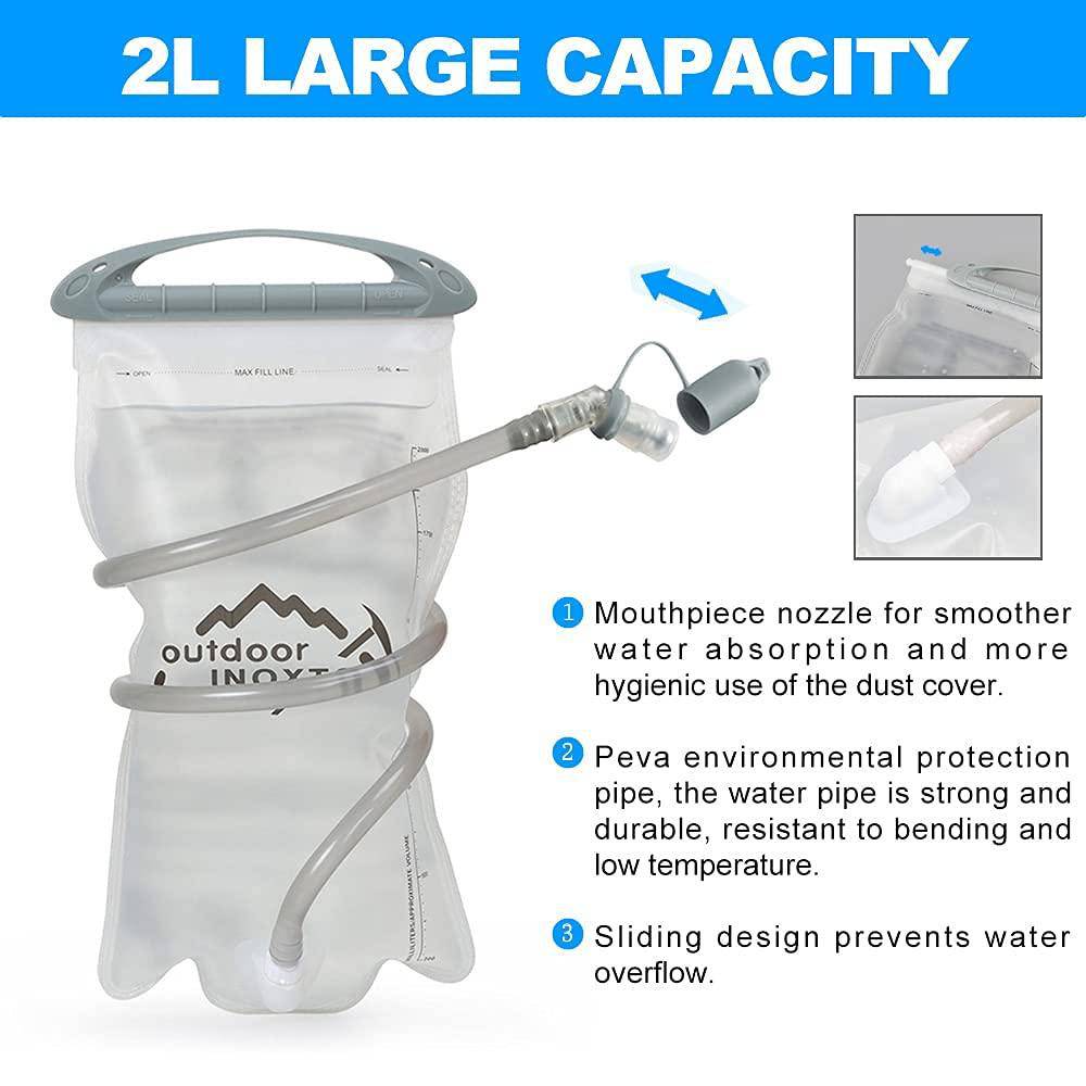 Optional two litre water bladder with drinking tube and covered mouthpiece