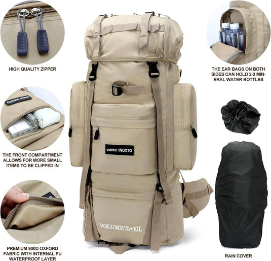 INOXTO 65/85L Lightweight Internal Frame Hiking Backpack for Men