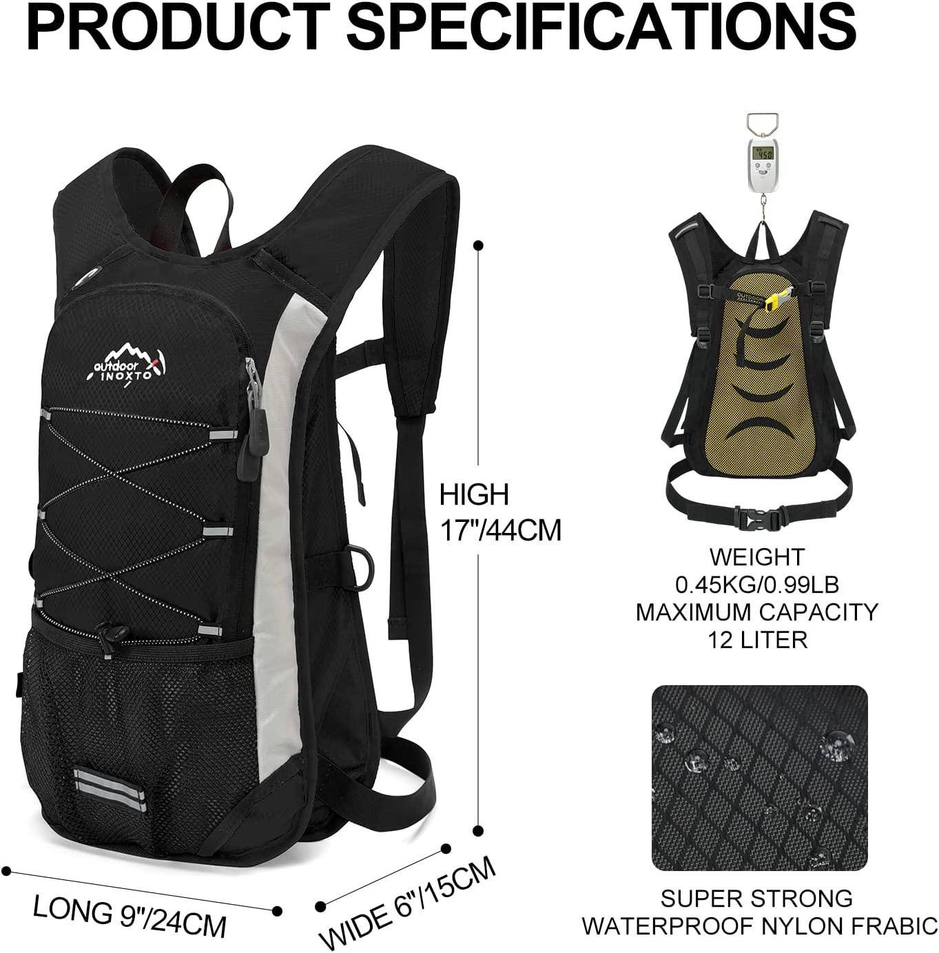 INOXTO Hydration Pack Backpack, Lightweight Water Backpack for Outdoor Trail Marathon Race Cycling - OUTDOOR INOXTO