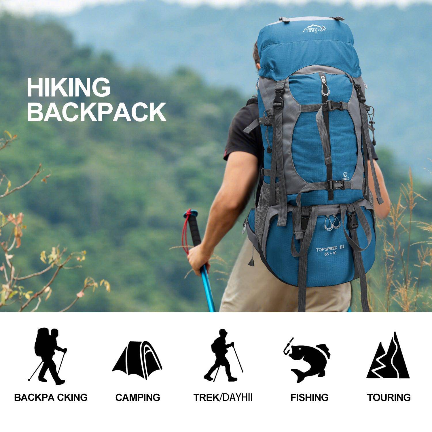 IX INOXTO 65/85L Lightweight Internal Frame Hiking Backpack for
