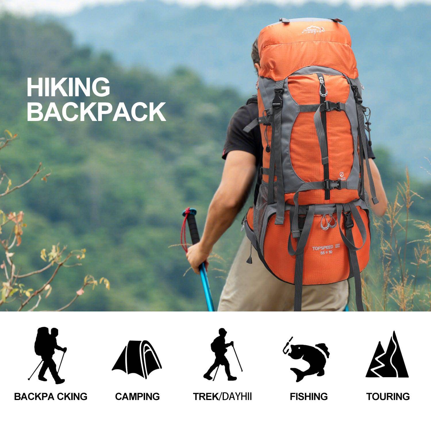 Rucksack 40l INOXTO 40L Hiking Backpack Waterproof, Tons Of Pockets, Super Comfy For Men Rucksack 40l INOXTO 40L Hiking Backpack Waterproof, Tons Of Pockets, Super Comfy For Men