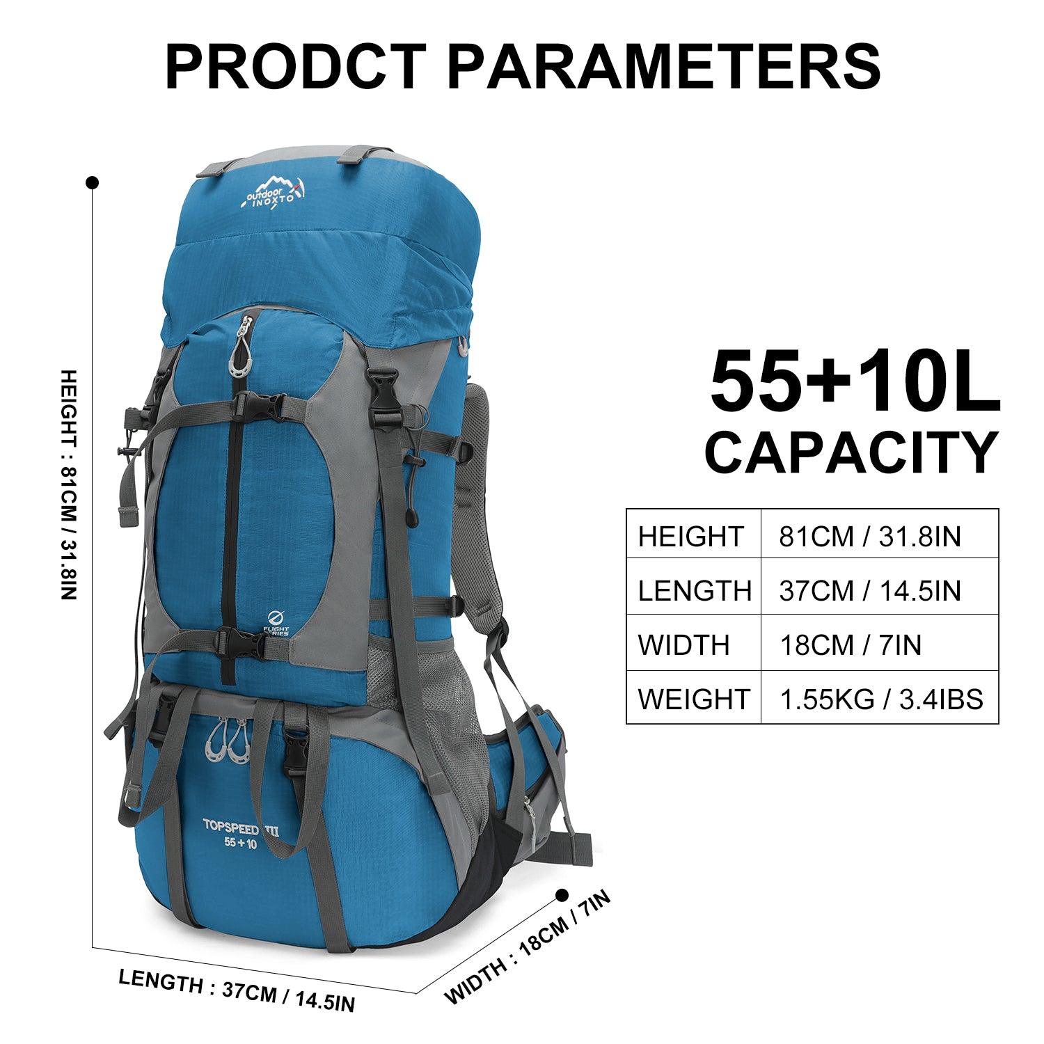 65l camping hiking backpack INOXTO 65/85L LightweightBackpack